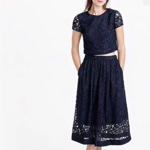 J.Crew 2 Piece Crop Top Lace Skirt Set